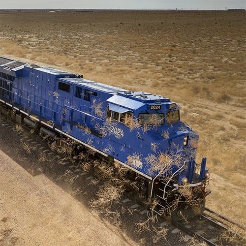 Transportation locomotive equipped with various pressure sensors.